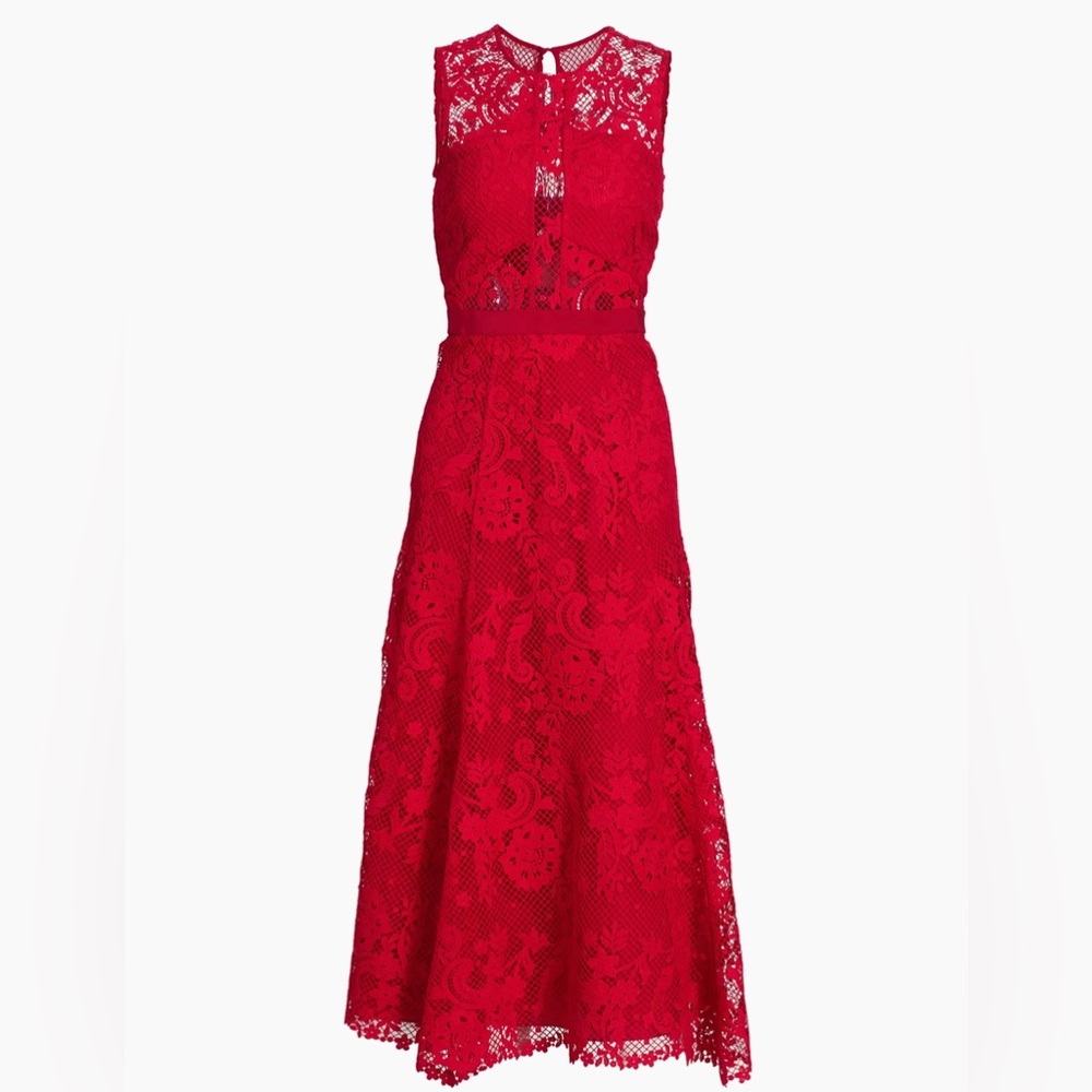 Self Portrait Sleeveless Lace Midi Dress
